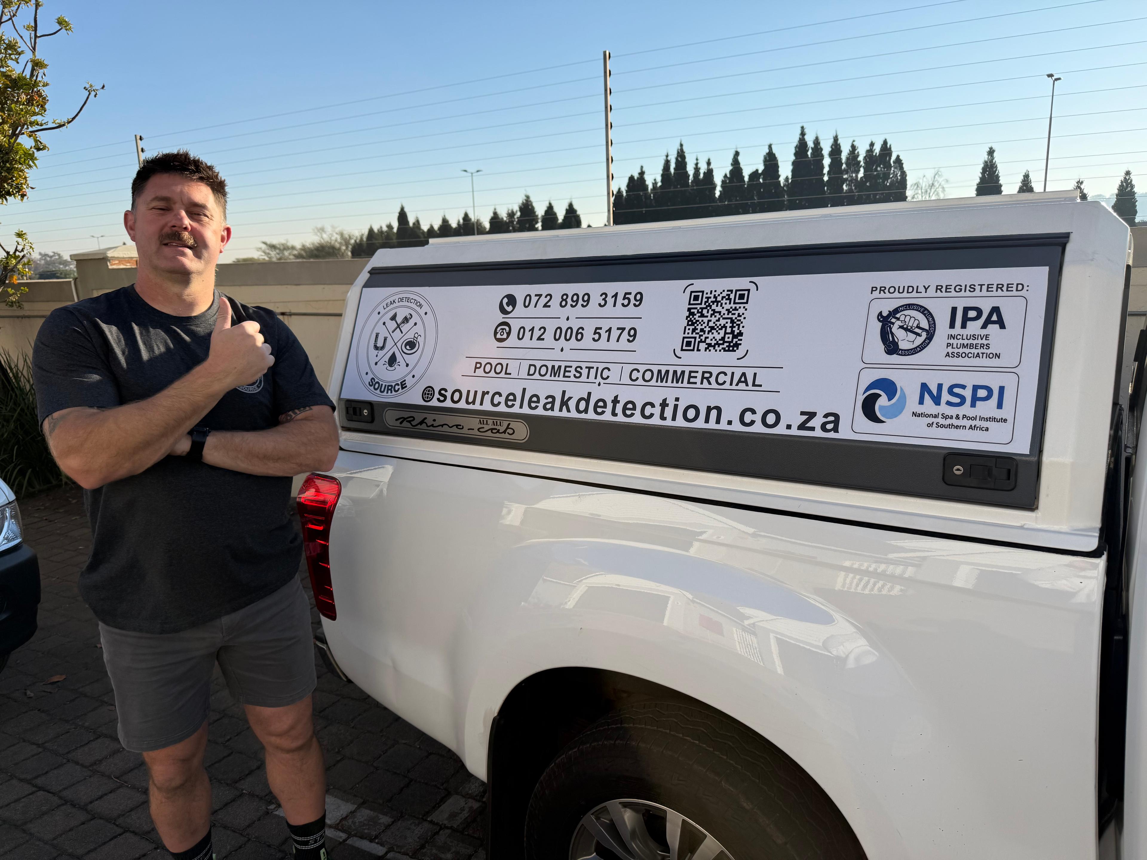 Damon Pheiffer with crew bakkie