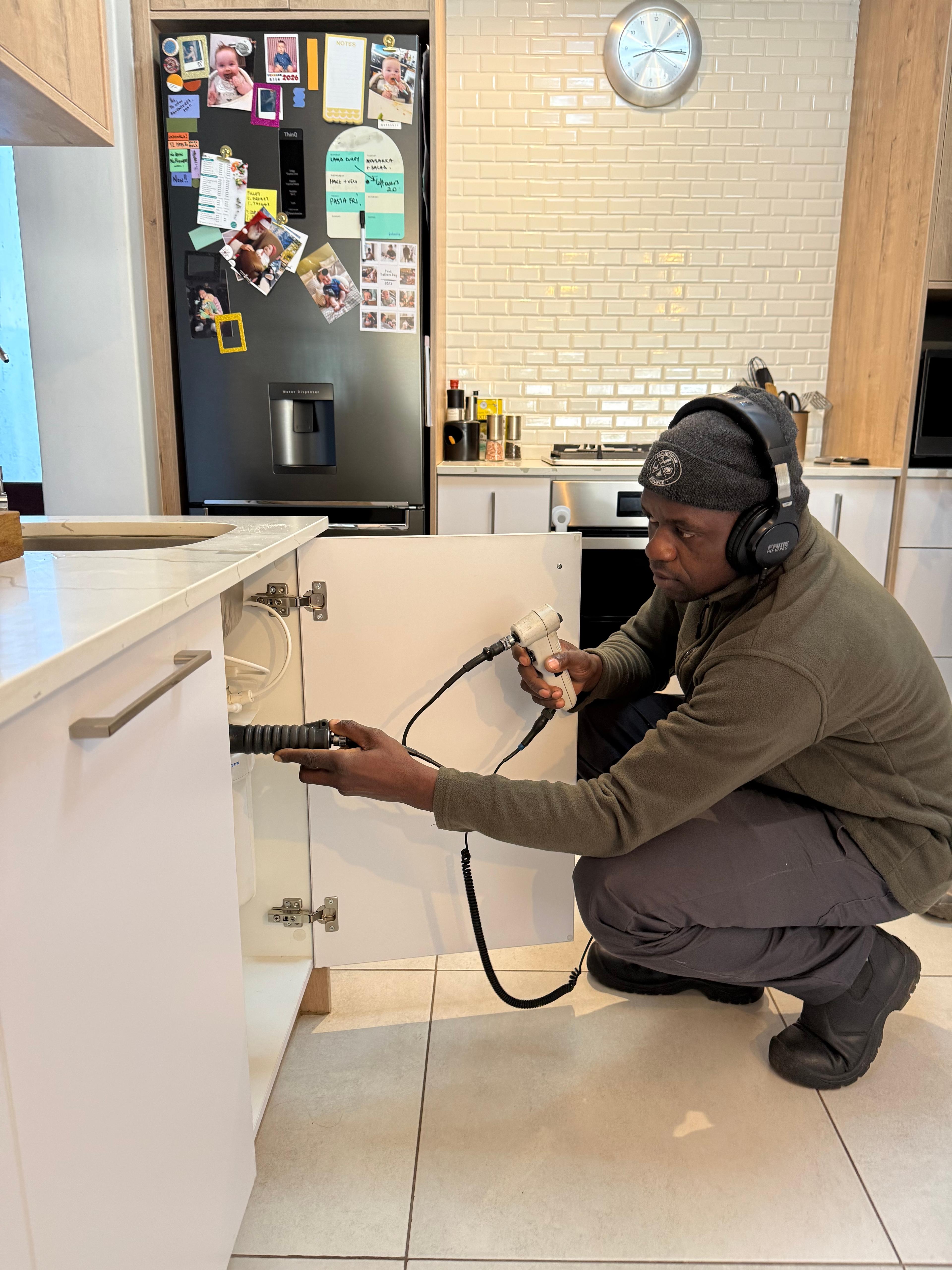 Residential water leak detection acoustic testing kitchen 3